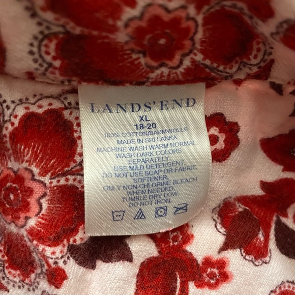 LANDS’ END Flannel pajamas top floral print 100% cotton women’s size XL( 18-20) - Picture 4 of 12